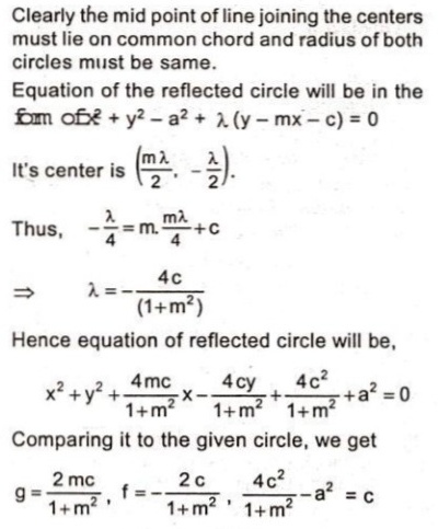 If The Equation Of The Circle Obtained Byreflecting The Circle X 2 Y 2 A 2 0 In The Liney Mx C Is X 2 Y 2 2gx 2fy C 0 Then A G Frac 2mc 1 M 2 C A 2 B G Frac 2mc 1 M 2 F Frac 2c 1 M 2 C G Frac 2mc 1 M 2 Frac 4c 2