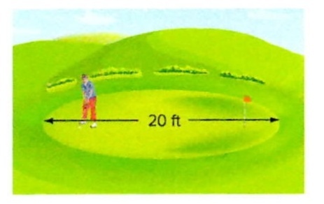 Solved: What is the area of the circular putting green shown to the ...