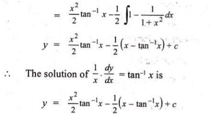 The Solution Of Frac 1 X Frac Dy Dx Tan 1 X Is A Frac X 2 Tan 1 X 2 C 0 B X Tan 1 X C 0 C X Tan 1 X C D Y Frac X 2 Tan 1 X 2 Frac 1 2 X Tan 1 X C Snapsolve