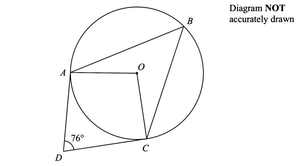 Solved: (A), (B) and (C) are points on a circle, centre (O). (DA) and ...