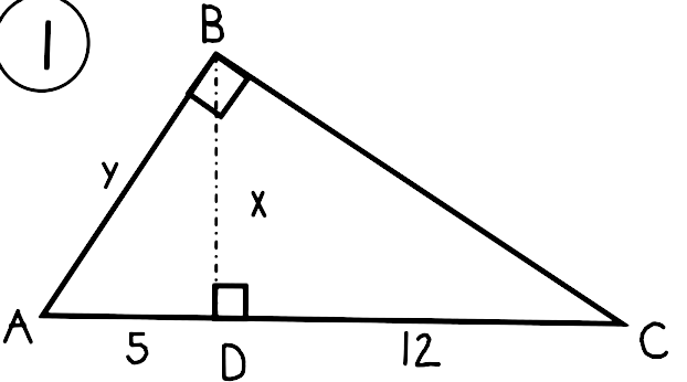 Solved: Solve for (x) and (y). Label the (3) similar triangles. [geometry]