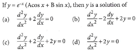 If Y E X Acos X Bsin X Then Y Is A Solution Of A Frac D 2 Y Dx 2 2frac Dy Dx 0 B Frac D 2 Y Dx 2 2frac Dy Dx 2y 0 C Frac D 2 Y Dx 2 2frac Dy Dx 2y 0 D Frac D 2 Y Dx 2 2y 0 Snapsolve