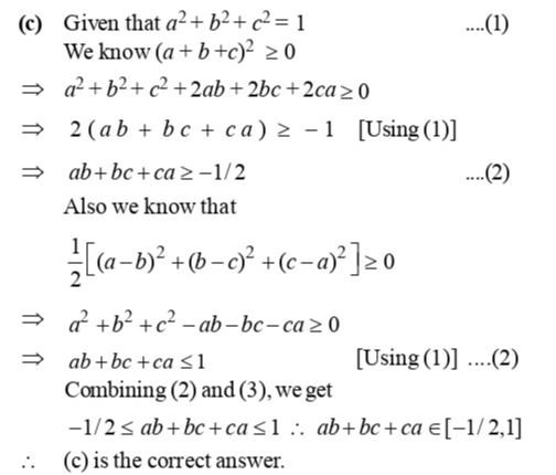 If Tex A 2 B 2 C 2 1 Tex Then Tex Ab Ca Tex Lies In The Interval 1984 2 Marks A Tex Frac 1 2 2 Tex B Tex 1 2 Tex C Tex Frac 1 2 1 Tex D Tex 1 Frac 1 2 Tex Snapsolve