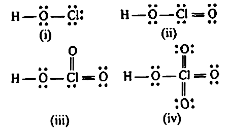 The Correct Statement S Regarding I Hclo Ii Hclo 2 Iii Hclo 3 And Iv Hclo 4 Is Are A The Number Of Cl O Bonds In Ii And Iii Together Is Two B The Number Of Lone Pair