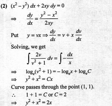 The Curve Amongst The Family Of Curves Represented By The Differential Equation Tex X 2 Y 2 Dx 2xy Dy T Tex Which Passes Through Tex 1 1 Tex Is 1 A Circle With Centre On The Y Axis 2 A Circle With Centre