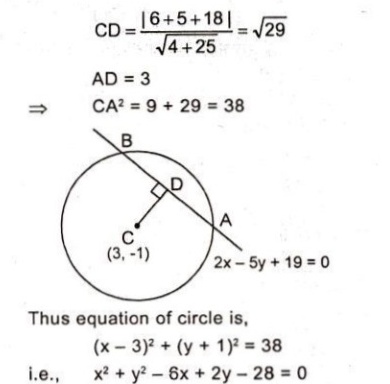 Equation Of The Circle Having Center At 3 1 And Cutting The Intercept Of Length 6units On The Line 2x 5y 18 0 Is A X 2 Y 2 6x 2y 18 0 B X 2 Y 2 6x 2y 38 0 C X 2 Y 2 6x 2y 28 0 D None Of These Snapsolve