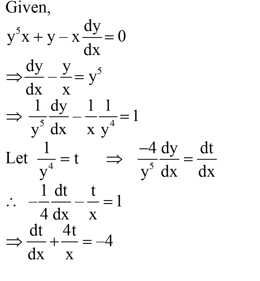 The Solution Of Y 5 X Y Xfrac Dy Dx 0 Is A X 4 4 1 5 X Y 5 C B X 5 5 1 4 X Y 4 C C X Y 5 X 4 4 C D Xy 4 X 5 5 C Snapsolve