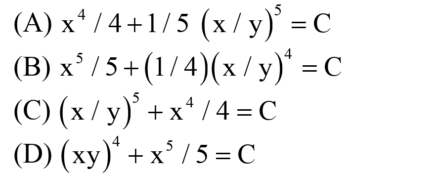 The Solution Of Y 5 X Y Xfrac Dy Dx 0 Is A X 4 4 1 5 X Y 5 C B X 5 5 1 4 X Y 4 C C X Y 5 X 4 4 C D Xy 4 X 5 5 C Snapsolve