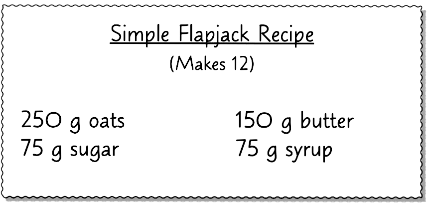 Here Is A List Of Ingredients For Making Flapjacks Gauthmath