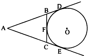 In The Given Figure Ad And Ae Are The Tangents To A Circle With Centre O And Touches The Circle At F If Ae 5 Cm Then Perimeter Of Delta