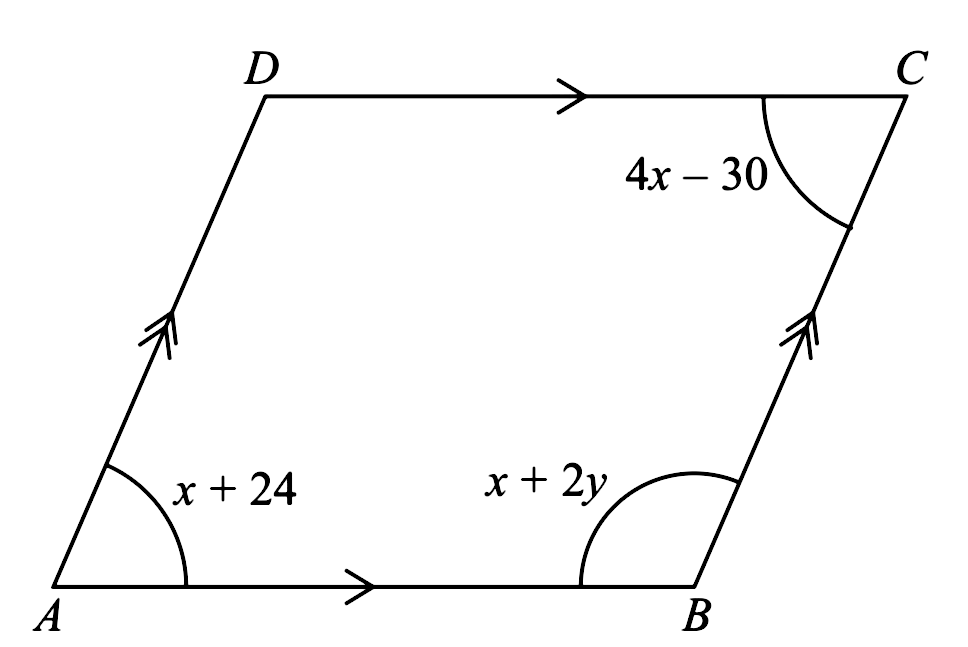 Solved: The diagram shows a parallelogram (ABCD). In the diagram, all ...