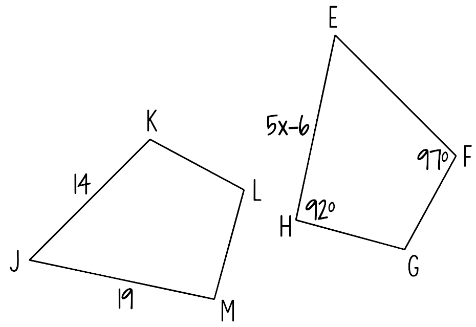 In The Figure Efgh Cong Jklm Read Every Statement Below And Select All That Apply To The Figure A Lkjm Cong Gfeh B Fghe Cong Kmjl C X 5 D X 4 E Overline Kl Cong Overline Ge F Angle G Cong Angle K G Ef 19 H