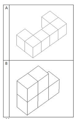 Solved: The following solids are made of one-inch cubes. Solid ___ is ...