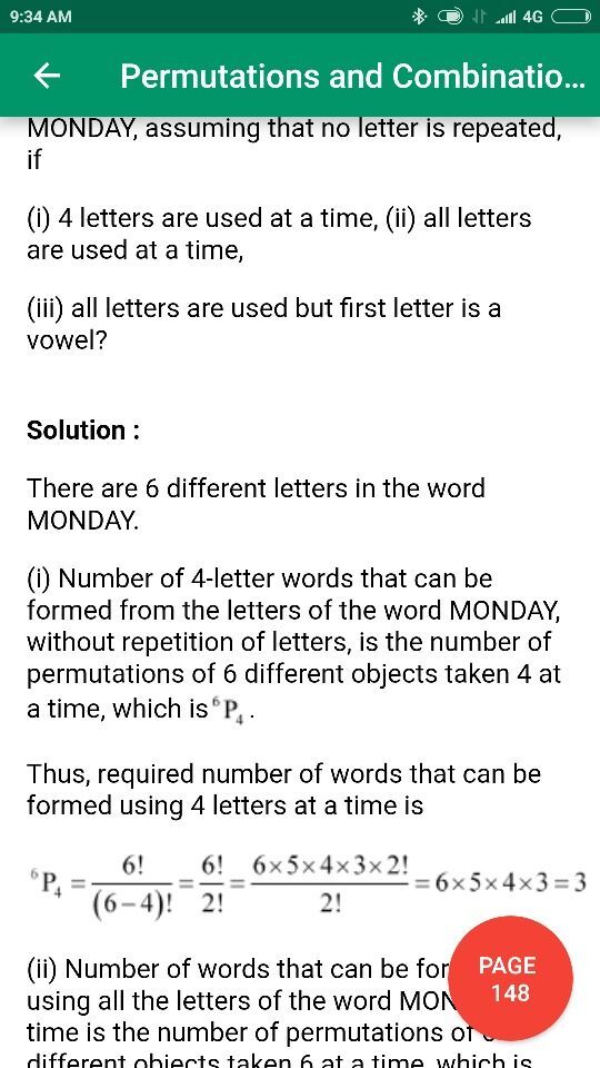 Solved: Class 11th mathematics NCERT chapter permutation and ...