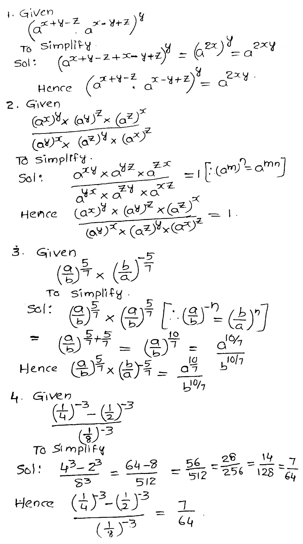 8 Simplify I A X Y Z A X Y Z Y Ii Frac A X Y Times A Y X Times A X X A Y X Times A X Y Times A X 2 Iii Frac A B Frac 5 7 Times Frac B A Frac 5 7 Iv Frac Frac 1 4 3 Frac