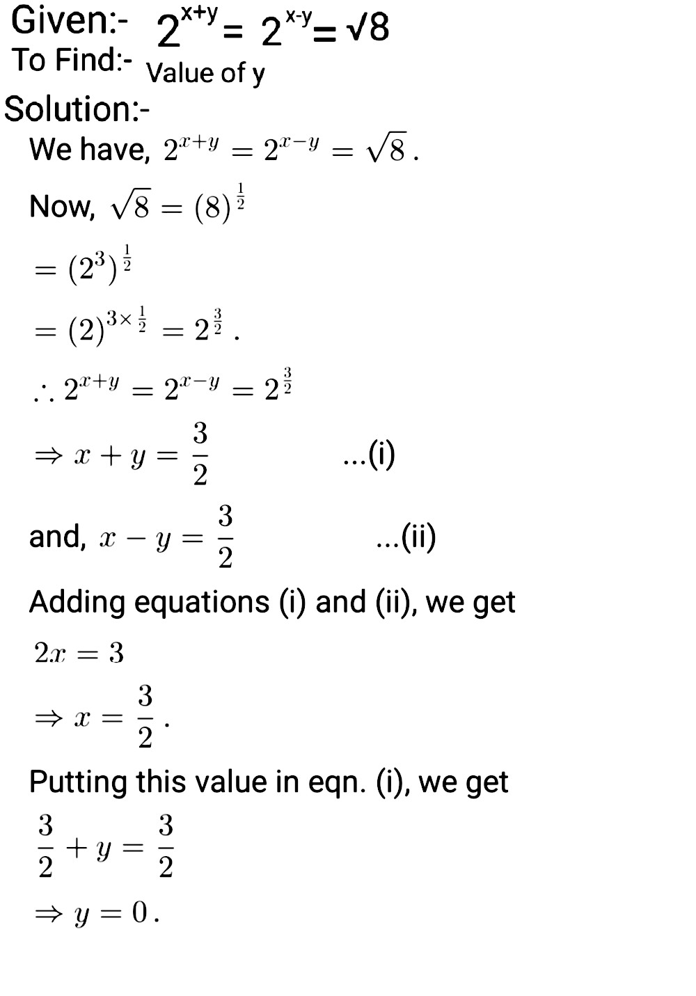 9 If 2x Y 2x Y 8 Then The Value Of Y Is Snapsolve