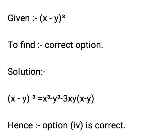 Q 1 Tick Sqrt The Correct Option A X Y 3 I X 3 Y 3 3xy X Y Ii X 3 Y 3 3xy X Y Ii X 3 Y 3 3xy X Y Iv X 3 Y 3 3xy X Y Snapsolve