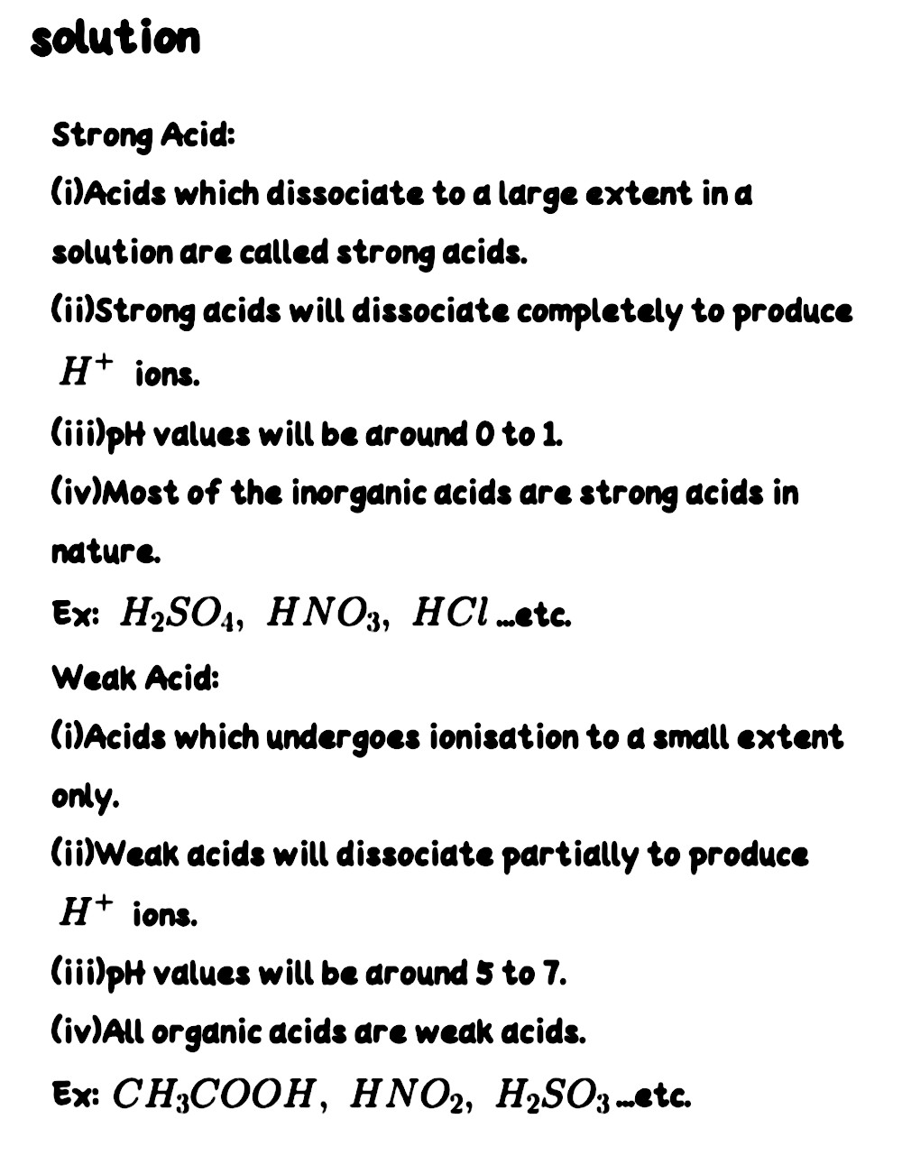 Examples weak acid Weak Acids