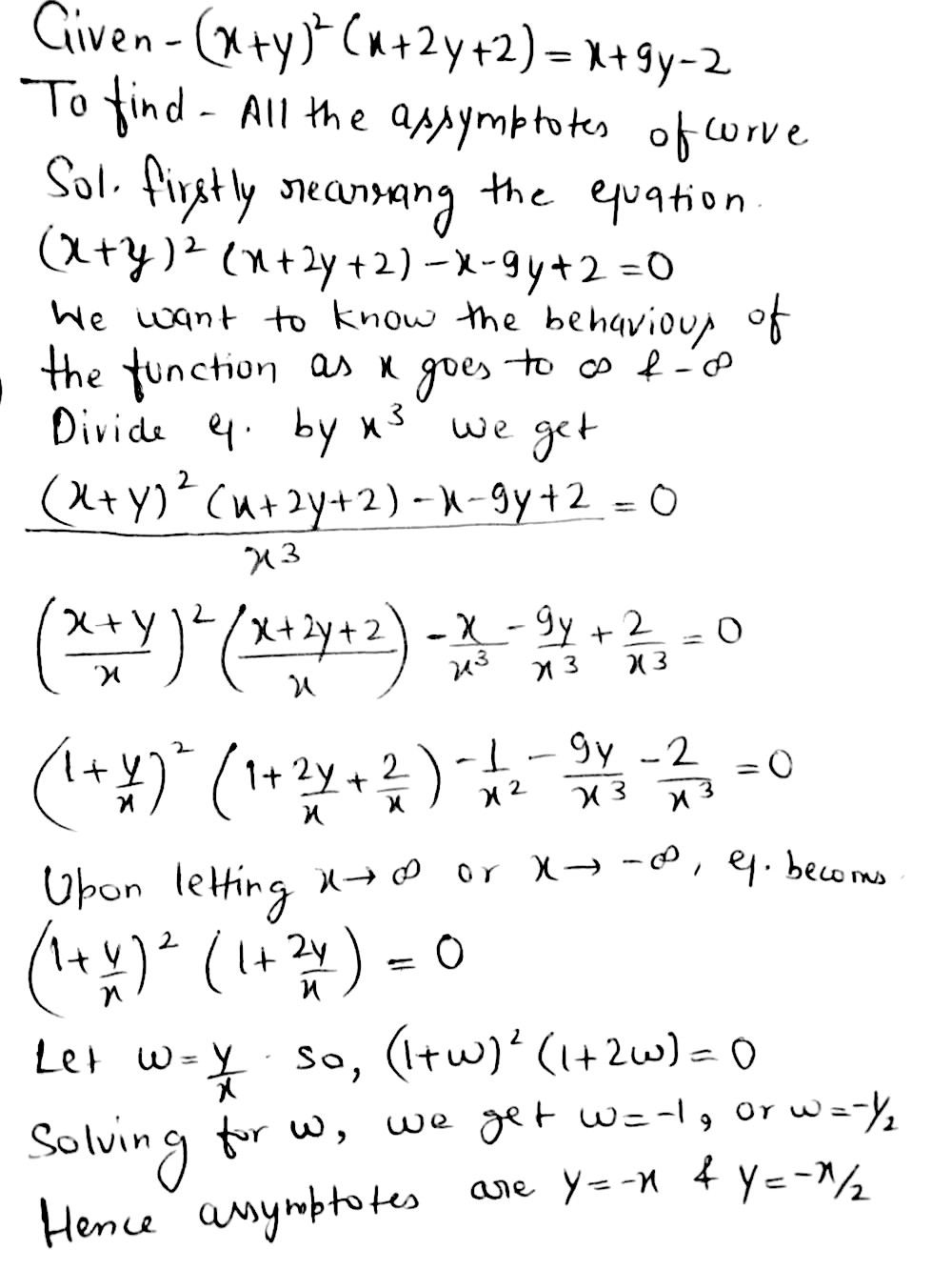 Example 4 Find All The Asymptotes Of The Curve X Y 2 X 2 Y 2 X 9 Y 2 Snapsolve