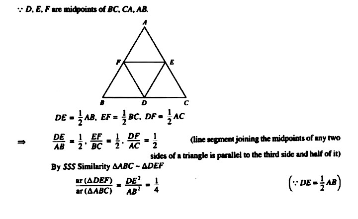 F1g 6 443 D E And Fare Respecrively The Mid Points Of Sides Ab And Ca Ofmto Of The Areas Of Triangle Def And 3abc Abc Pind Thes Prove Thatthe Ratio Of The