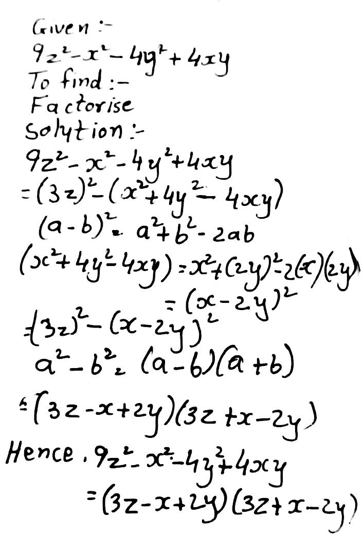 Factorise 9z 2 X 2 4y 2 4xy Snapsolve