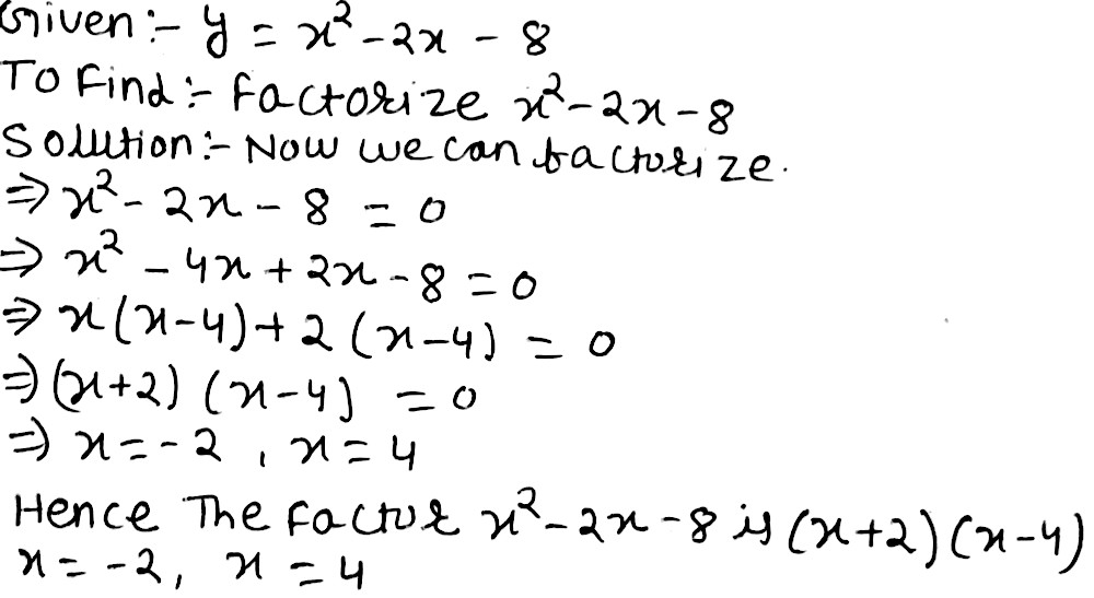 The Diagram Shows The Graph Of Y X 2 2x 8 The Graph Crosses The X Axis At The Point A Andhas A Vertex At Bfactorize X 2 2x 8 Snapsolve