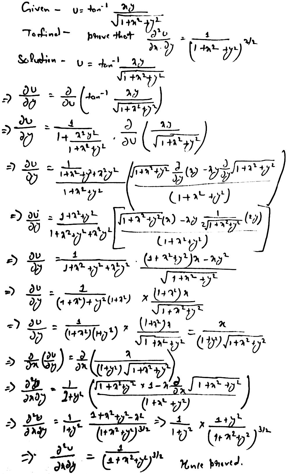 If U Tan 1 Frac Xy Sqrt 1 X 2 Y 2 Show That Frac Theta 2 U Theta Xtheta Y Frac 1 1 X 2 Y 2 3 2 Snapsolve