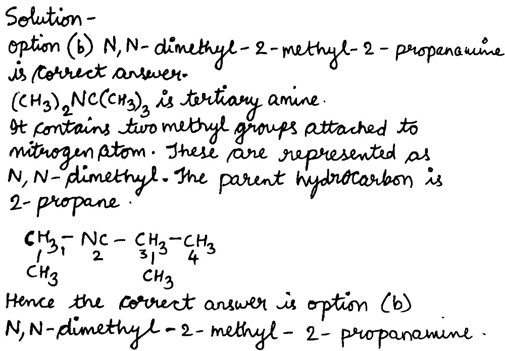 What Ia The Iupac Name For Ch 3 2 Nc Ch 3 3 Dimethyl T Butyl Aminen N Dimethyl 2 Methyl 2 Propanaminen N Dimethyl 2 Methyl 1 Propanaminen N Dimethyl 2 Butanamine Snapsolve