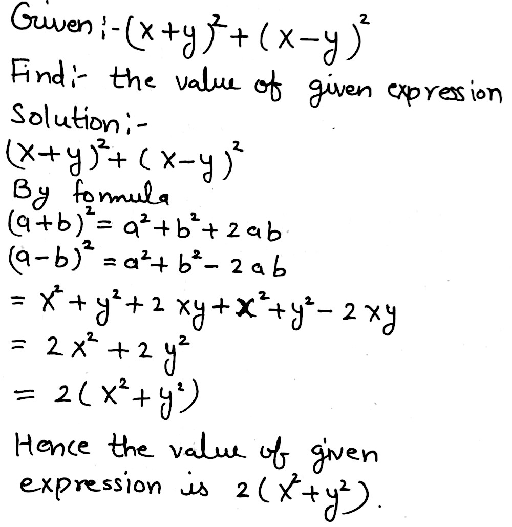 Find The Value Of X Y 2 X Y 2 Snapsolve