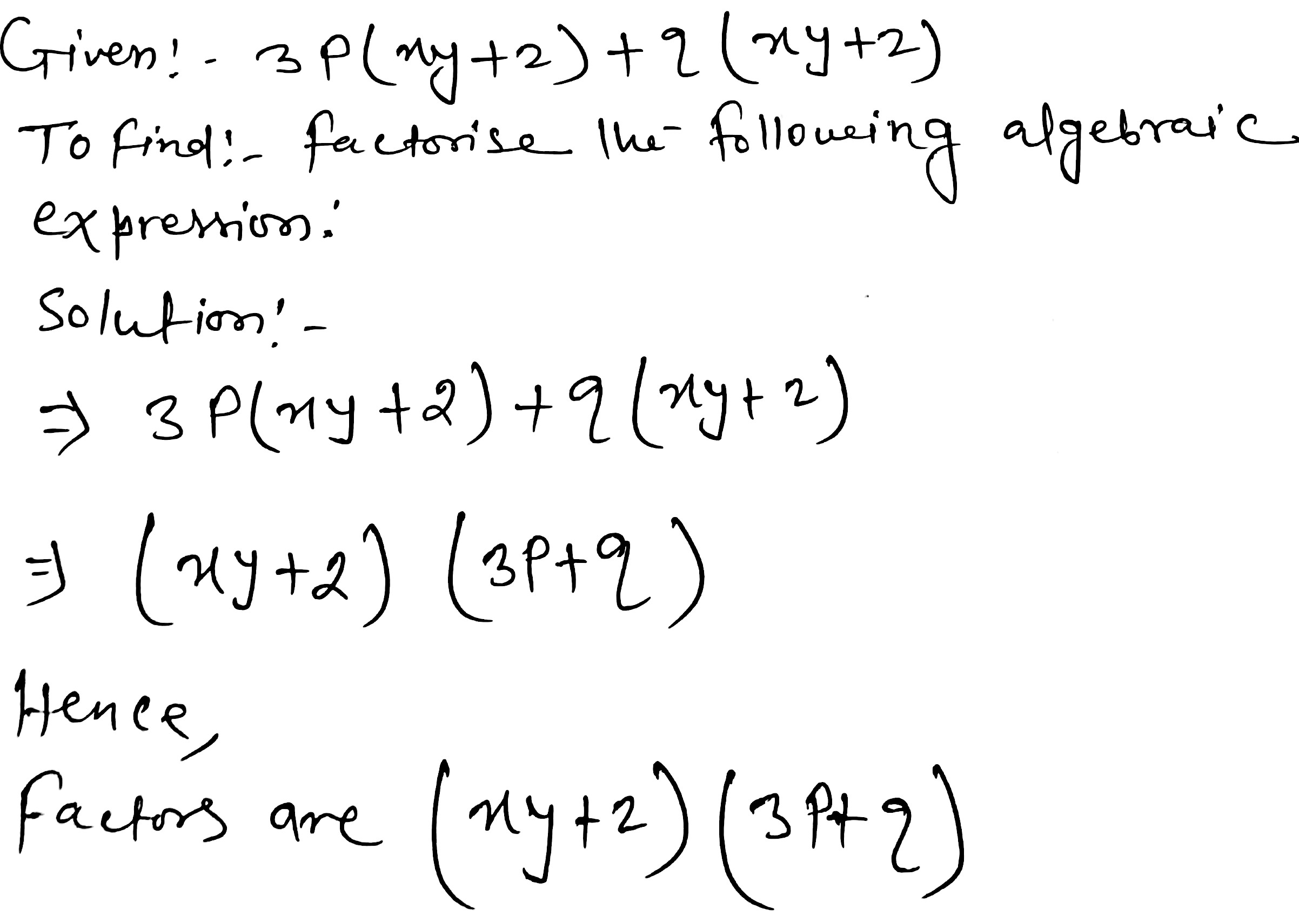 Factorize The Following Algebraic Expression 3p Xy 2 Q Xy 2 Snapsolve