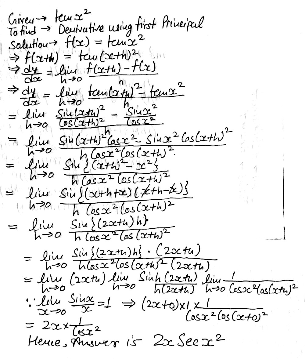 Differentiate Each Of The Following From First Principle 26 40 Tan X 2 Snapsolve Differentiate Each Of The Following From First Principle 26 40 Tan X 2 Snapsolve