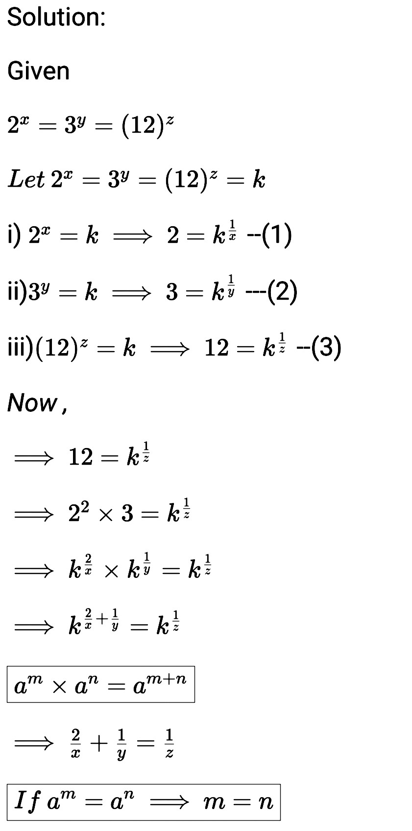 33 If 2 X 3 Y 12 Z Show That Frac 1 Z Frac 1 Y Frac 2 X Hint Let 2 X 3 Y 12 Z K Then 2 K Frac 1 X 3 K Frac 1 2 And 12 K Frac 1 2 Snapsolve