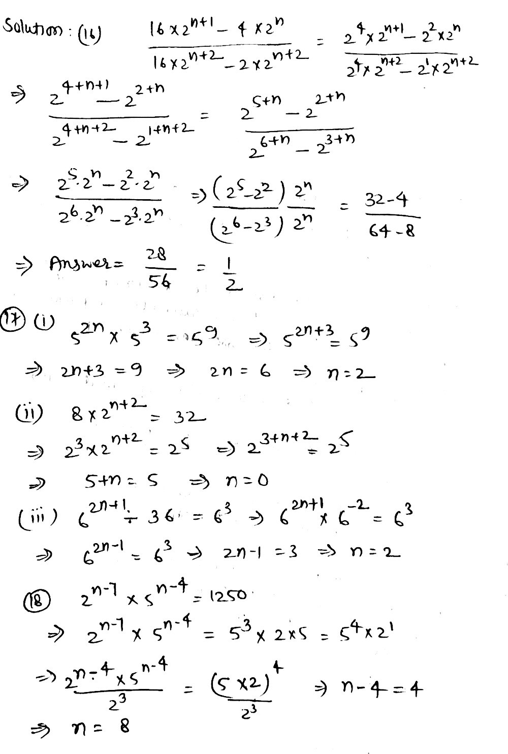 16 Simplify Frac 16 Times 2 N 1 4 Times 2 N 16 Times 2 N 2 2 Times 2 N 2 17 Find The Value Of N When I 5 2n Times 5 3 5 9 Ii 8 Times 2 N 2 32 Iii 6 2n 1 36 6 3 18 If 2 N 7 Times 5 N 4 1250 Find 16 Simplify Frac 16 Times 2 N 1 4 Times 2 N 16 Times 2 N 2 2 Times 2 N 2 17 Find The Value Of N When I 5 2n Times 5 3 5 9 Ii 8 Times 2 N 2 32 Iii 6 2n 1 36 6 3 18 If 2 N 7 Times 5 N 4 1250 Find