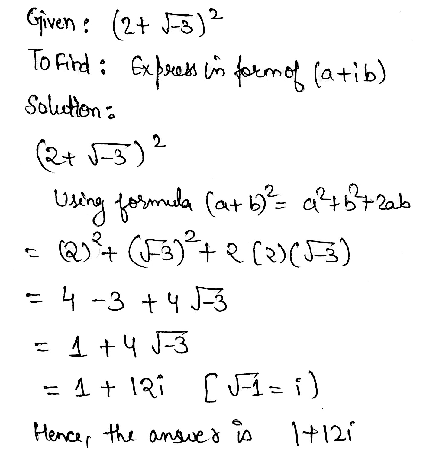 Simplify And Express Each Of The Following In The Form A Ib 2 Sqrt 3 2 Snapsolve