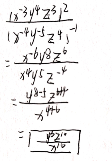 Simplify The Expression Using The Rules For Exponents Dfrac X 3 Y 4 Z 3 2 X 4 Y 5 Z 4 1 Write Your Answer Without Negative Exponents Snapsolve