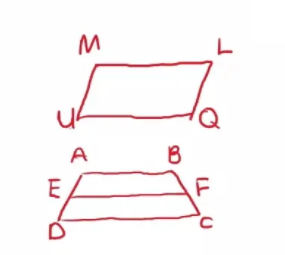 A Quadrilateral Mlqu Is A Parallelogram If Lm 5x 8 And Uq 3x 14 What Is Lm If Lq 3 X 3 And Mu 2x 11 Find Lq Mu B Abcd Is A Trapezoid With Median Ef If Dc 2x 10