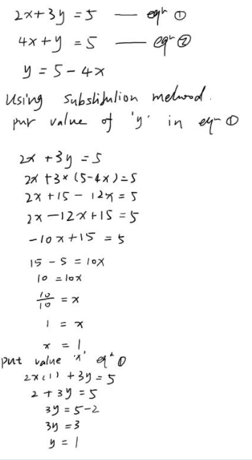 Solve The Following System Of Equations Using The Method Of Substitution 2x 3y 5 4x Y 5 Snapsolve Solve The Following System Of Equations Using The Method Of Substitution 2x 3y 5 4x Y 5 Snapsolve