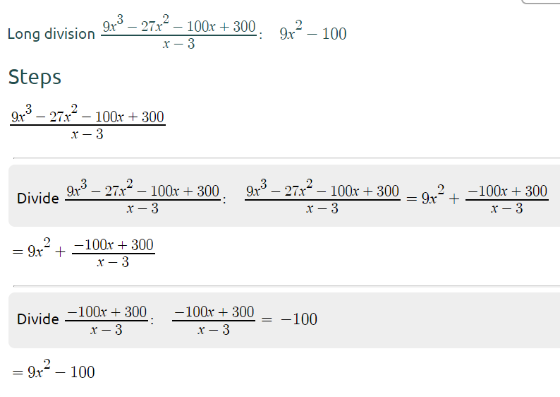 Solved: Factorise: beginarrayr 3f^3-27x^2-100x+300 [Math]