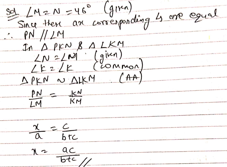 If The Figure Angle M Angle N 46 Express X In Terms Of A B And C Snapsolve