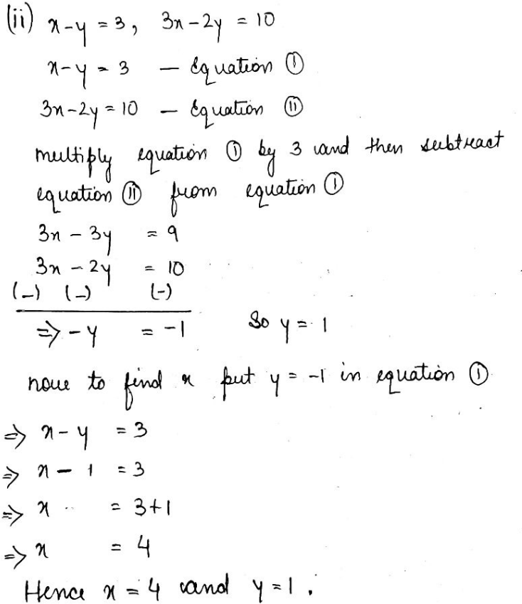 Solve The Following Pair Of Equation By Elimination Method I 8x 5y 11 X Y 4ii X Y 3 3x 2y 10iii 4x 3y 8 6x Y Frac 29 3 Iv 11x 15y 23 0 7x 2y 0v 3x 5y 4 9x 2y 0vi X 2y 3 3x 3y 5vii 0 4x 0 3y 1 7 0 7x 0 2y 0 8viii Frac X 4