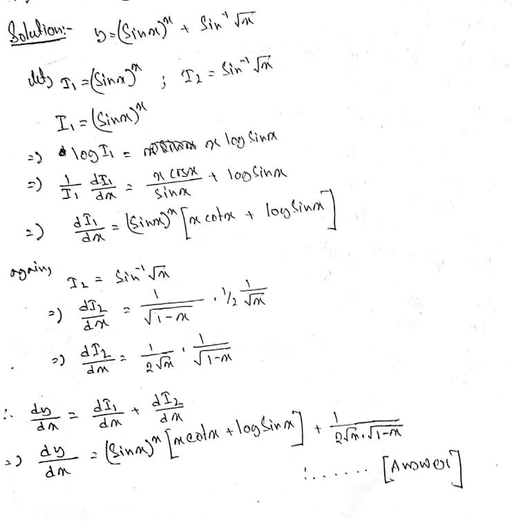 If Y Sinx X Sin 1 Sqrt X Then Find Frac Dy Dx Snapsolve