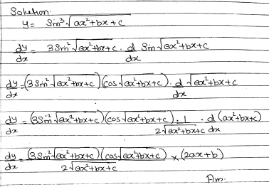 If Y Sin 3 Sqrt A X 2 Bx C Find Frac Dy Dx Snapsolve