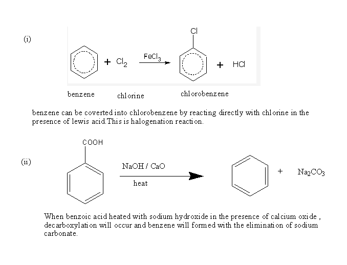 Convert The Following Benzene To Chlorobenzene And Benzoic Acid To Benzene Snapsolve