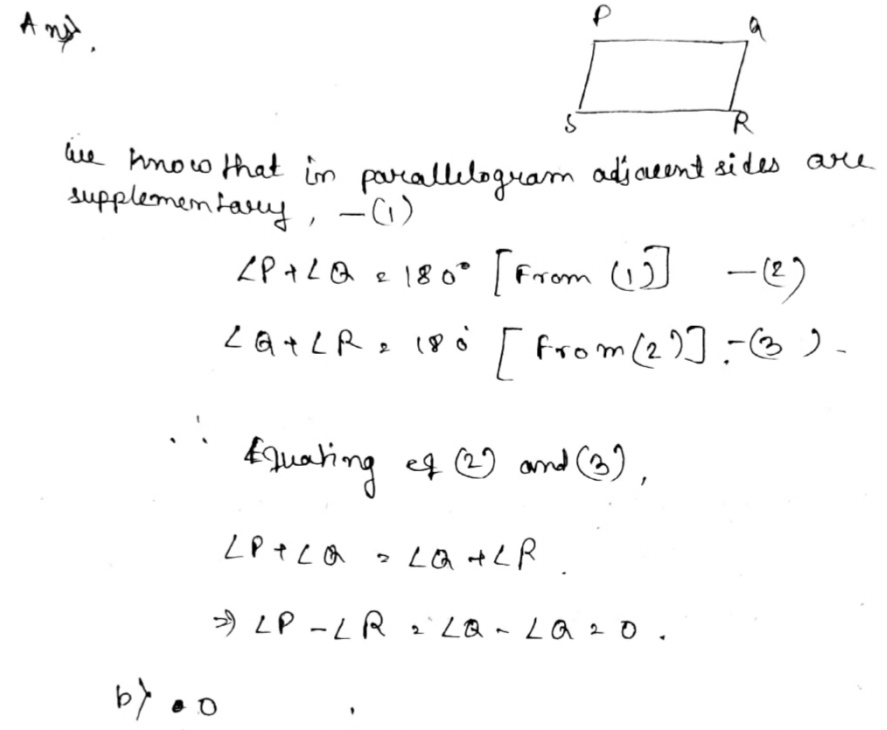 If Pqrs Is A Parallelogram Then Angle P Angle R Is A 90 B 0 C 180 D 360 Snapsolve If Pqrs Is A Parallelogram Then Angle P Angle R Is A 90 B 0 C 180 D 360 Snapsolve