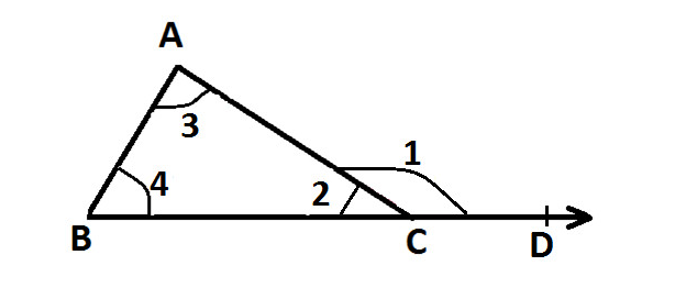 Solution for State whether the statements are True or False: The measure of any exterior angle of a triangle is equal to the sum of the measures of its two interior opposite angles.___
