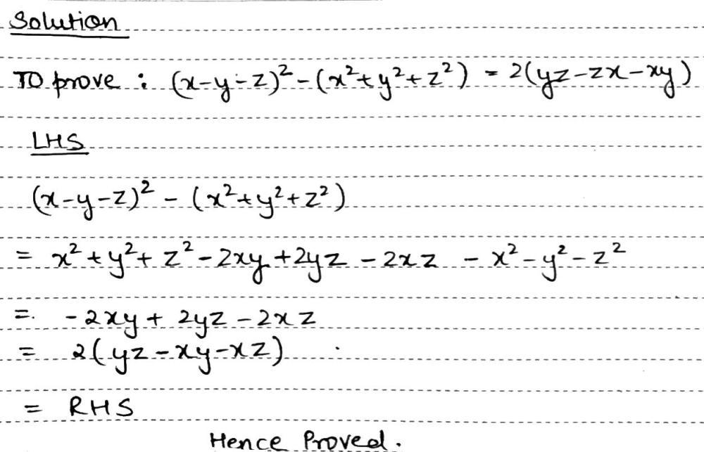 Prove X Y Z 2 X 2 Y 2 Z 2 2 Yz Zx Xy Snapsolve