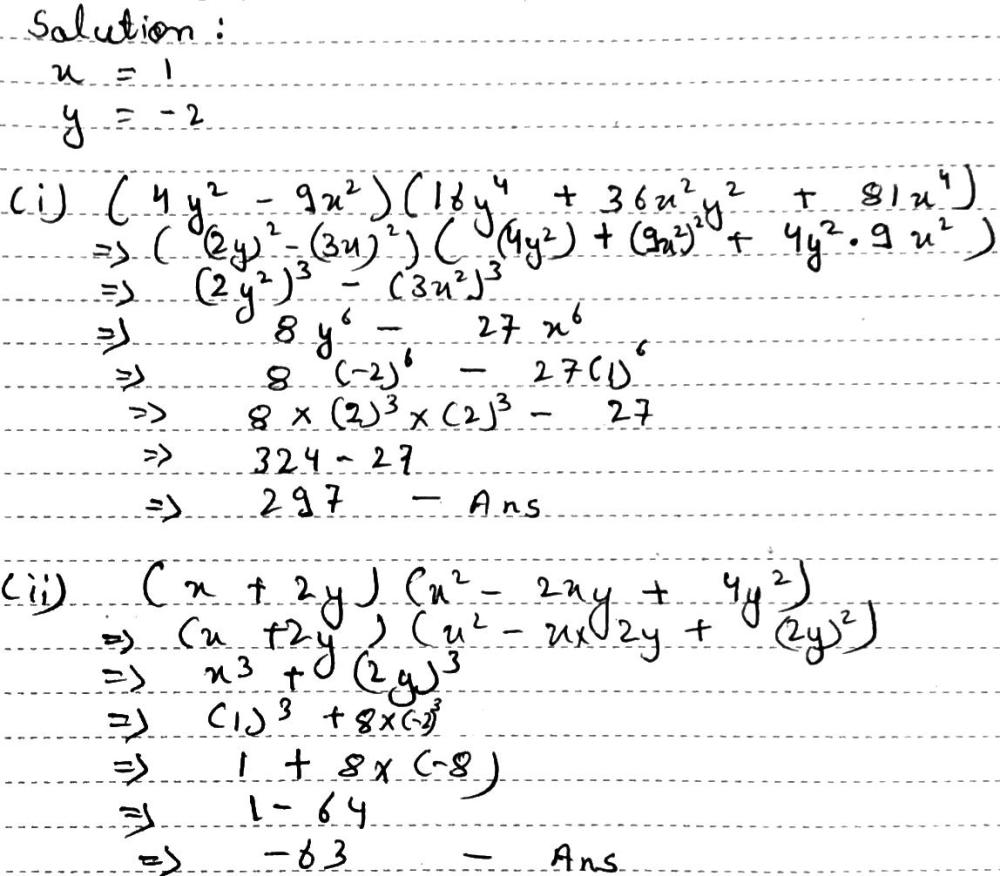 If X 1 And Y 2 By Using The Identity Find The Following 4 Y 2 9 X 2 16 Y 4 36 X 2 Y 2 81 X 4 And X 2y X 2 2xy 4 Y 2 Snapsolve