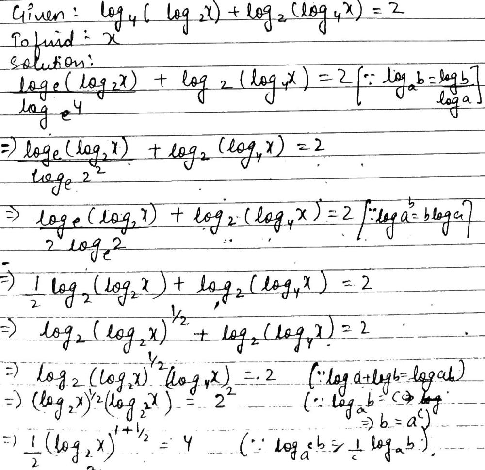 Solve For X Lo G 4 Left Lo G 2 X Right Lo G 2 Left Lo G 4 X Right 2 Snapsolve