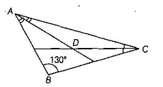 Question: If one of the angles of a triangle is  130°, then find the angle between the bisectors of the other two angles.