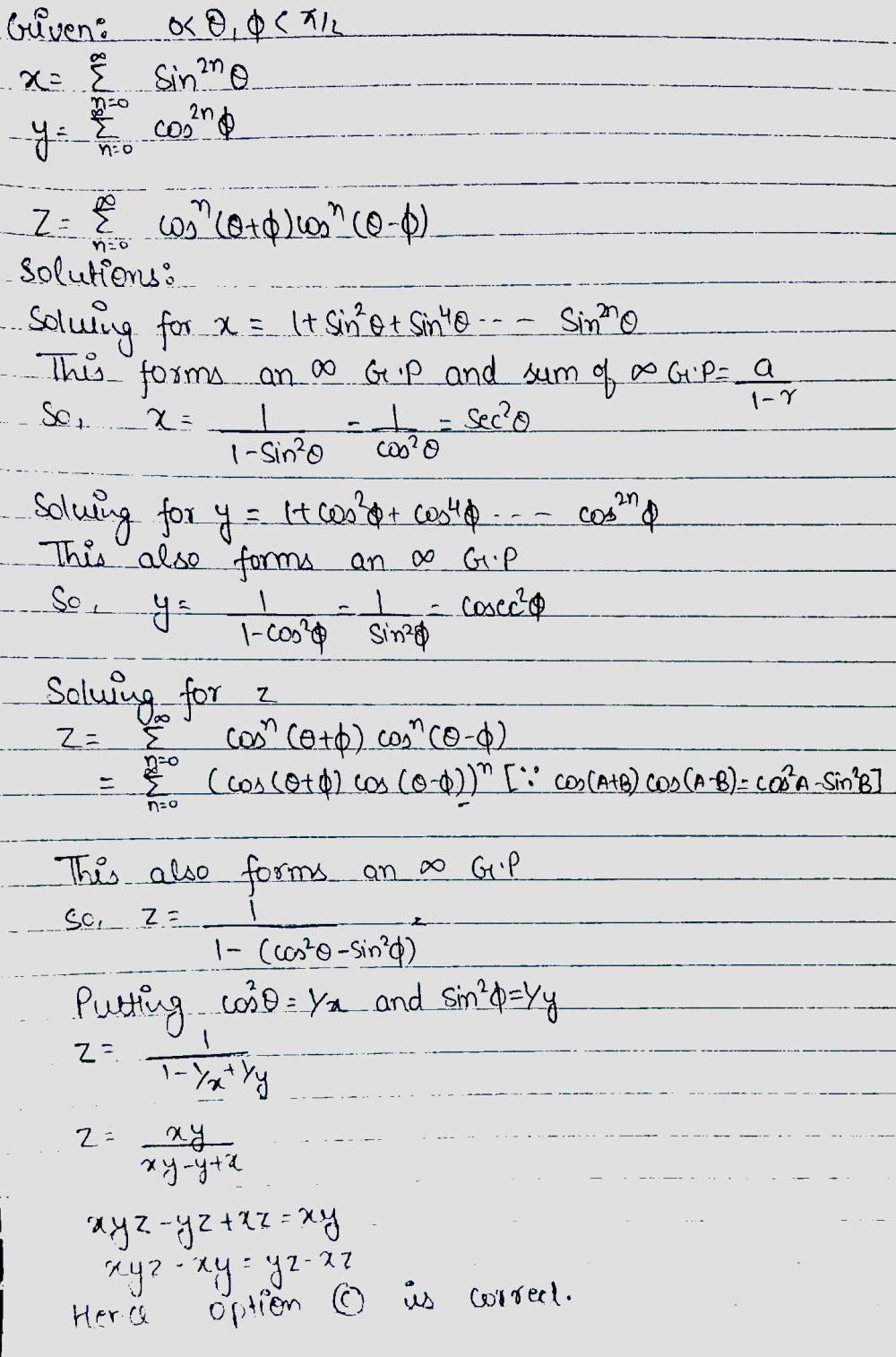 If 0 Varphi And X Sum N 0 Infty Sin 2n Theta Y Sum N 0 Infty Cos 2n Varphi And Z Sum N 0 Infty Cos N Left Theta Varphi Right Cos N Left Theta Varphi Right Then A Xyz 1 Yz Zx
